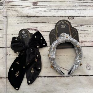Target Black Velvet Bow Clip and Silver Sequin Padded Headband